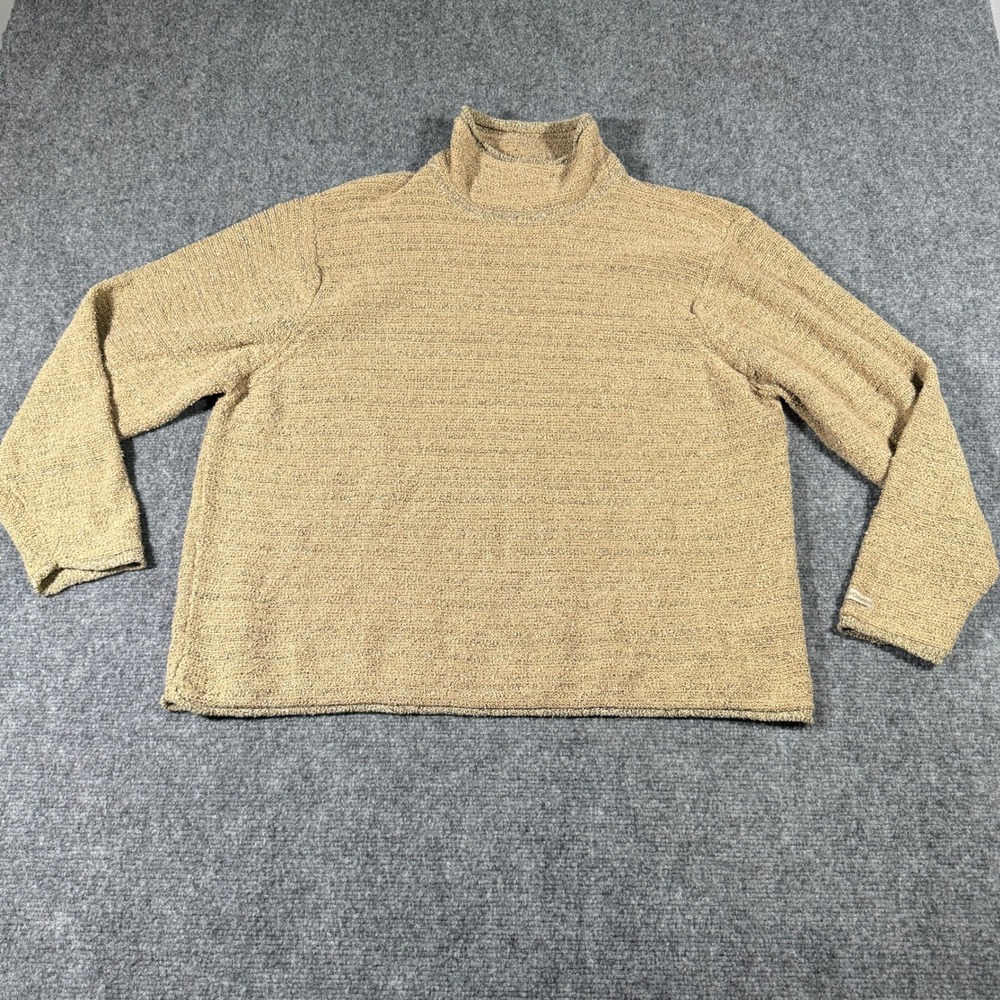 Columbia Womens 1X Tan Marled Knit Mock Neck Long Sleeve Sweater Textured Boucle